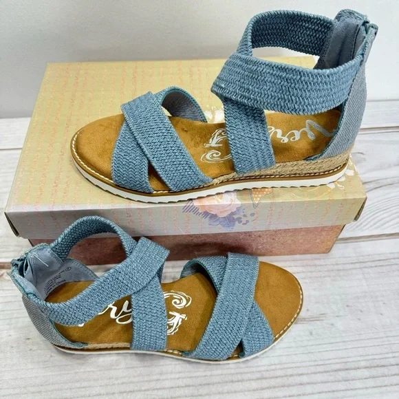 Very G Blue Sadie Strappy Woven Canvas Espadrilles Sandals NEW in Box - Picture 2 of 10